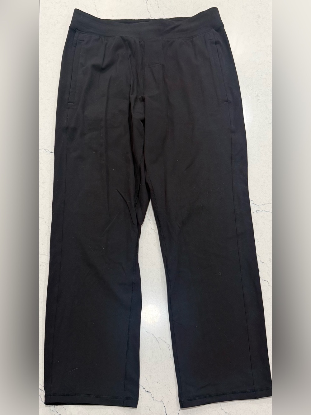 Lululemon Black Wide Leg Pull On Pants Trousers Womens Large EUC